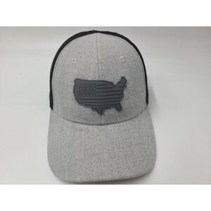 Highland Tactical American Flag Mesh Trucker Snapback Hat Cap Casual Gray Black